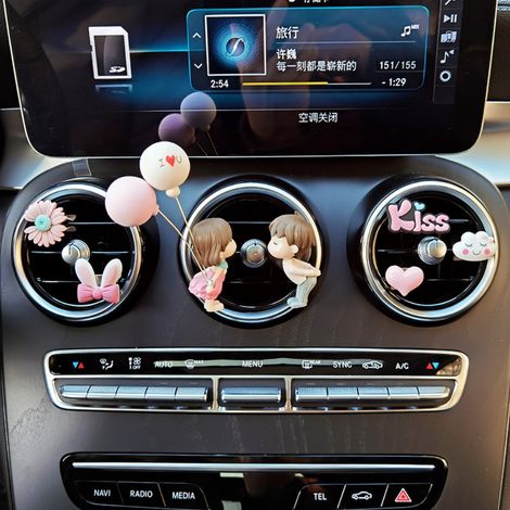 Lot de 9 figurines de couples mignons en forme de dessins animés, désodorisants pour grilles d'aération de voiture, décorations pour tableau de bord. (1/2)