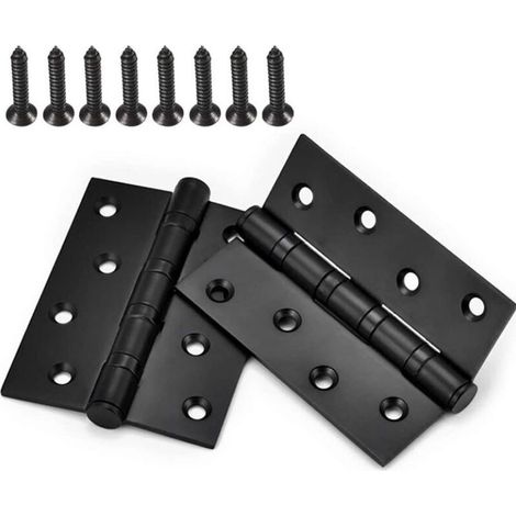 2 Pcs Black Stainless Steel Ball Bearing Door Hinge Folding Door Hinges for Furniture Barn Garage with Screws (1/5)
