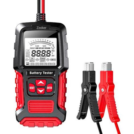 Testeur de Batterie Auto 12V 24V,100-2000 CCA Voiture,Analyseur Numérique pour Voiture,Camion,Moto,ATV,SUV,Bateau,Yacht (Rouge) Rouge - (1/5)