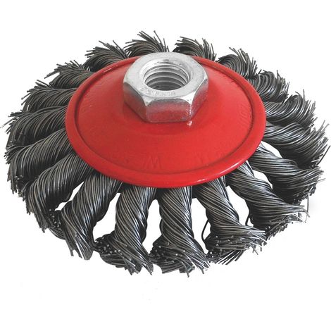 Utilia SPAZZOLA CIRCOLARE CONICA A MAZZETTI RITORTI attacco M14 Ø mm. 100 10.00 pz