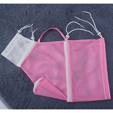 Set mit 2 Katzenbadebeuteln der dritten Generation, aus bissfestem Netzgewebe, rosa und weiß, verbessertes Modell (1/5)