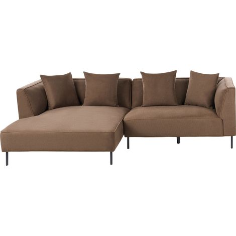 Ecksofa 3-Sitzer SATER Stoff Braun rechtsseitig