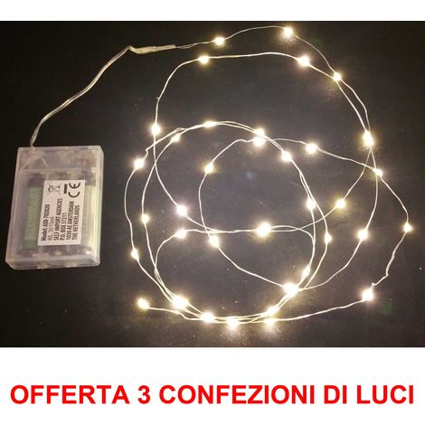 OFFERTA 3 CONFEZIONI 40 MICROLED LINEARI BIANCO CALDO BATTERIA LUCI NATALE (1/3)