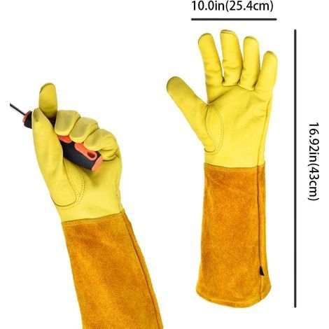 Guantes de jardinería para hombres y mujeres, largos y resistentes a las espinas, de cuero transpirable, ideales como regalo de jardín-M (1/5)