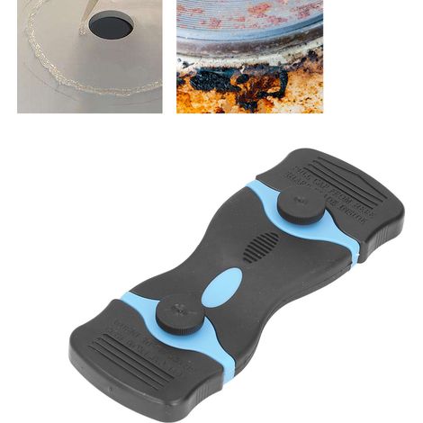 Doppelfunktionsschaber mit zweifarbigem Kunststoffgriff, Entferner für Autofenster-Tönungsfolien und Klebstoff für Handybildschirme, doppelköpfiger Schaber, schwarz + blau. (1/5)