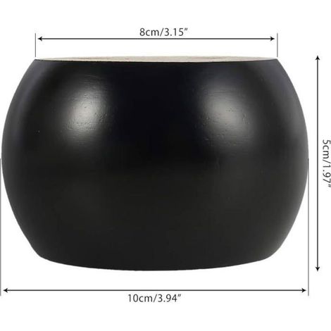 Lot de 4 Pieds de Meubles en Bois Rond hauteu 5cm, pour canapé, Lit, Fauteuil, Armoire, avec vis et Ruban (Noir) (1/5)