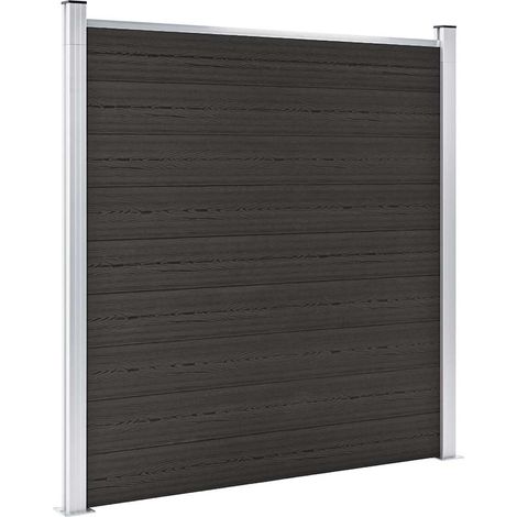 Panneau de clôture-Panneau de clôture Grillage de jardin WPC 180x186 cm Noir (1/5)