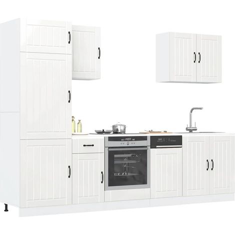 7-tlg. Küchenschrank-Set Lucca Hochglanz-Weiß Holzwerkstoff