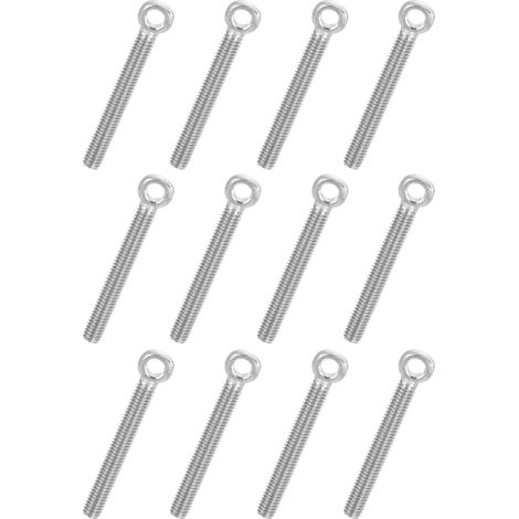 12 Pcs Boulon à Œil M6x50mm Boulon à Œillet de Levage pour Balancement d'Épaule, Vis Filetage Complet en Acier Inoxydable 304, Filetage Métrique Trou Coulissant, Couleur Argentée (1/5)