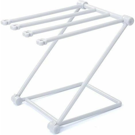 – Porte-serviette sur pied pliable à 4 barres – Conception antidérapante – Capacité 3 kg – Pour salle de bain, cuisine, chambre – Couleur gris (1/5)