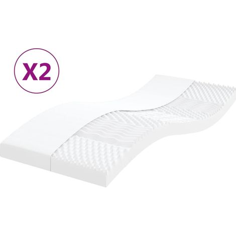 Matelas en mousse 2 pcs blanc 80x200 7 zones dureté 20 ILD (1/5)