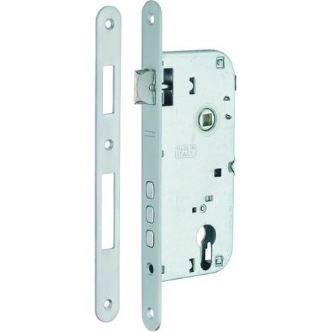 THIRARD - Boitier de serrure encastrable à cylindre pour porte d'entrée, axe 45mm, entraxe 85mm, bouts ronds, chrome - THIRARD
