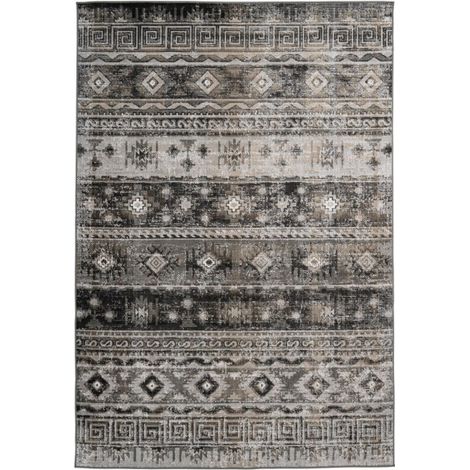 Tapis Ethnique à Poils Courts "Ariya" Gris 80 x 150 cm (1/4)