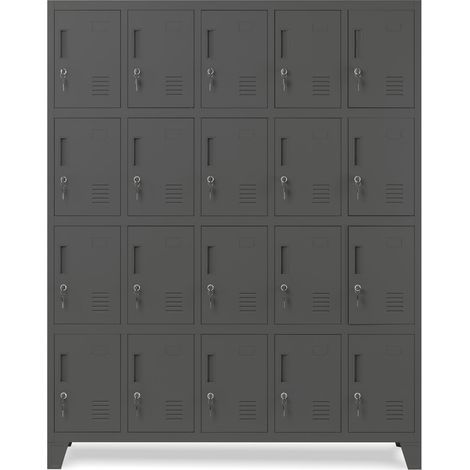 Armoire à 20 casiers en métal ROBERT, 1360 x 1720 x 450 mm, anthracite (1/5)