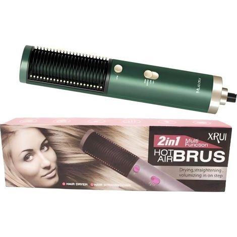 Brosse séchante 2 en 1 avec ions négatifs et 3 vitesses - Vert foncé (1/5)