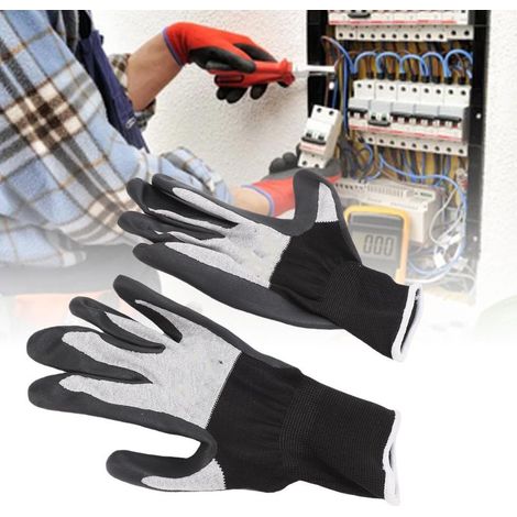 Gants d'électricien Isolés Tactiles Antidérapants Minces Latex Polyester Cotton Pour Travaux Électriques Et Utilisation Domestique (1/5)