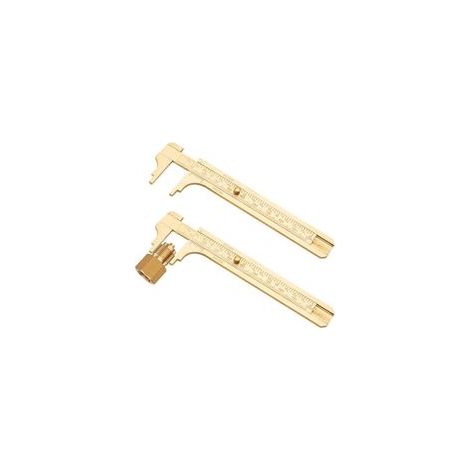 Lot de 2 petits pieds à coulisse analogiques pratiques - Mini jauge coulissante en laiton - Double échelle - Règle de poche - Pour bijoux, travail du bois - 100 mm