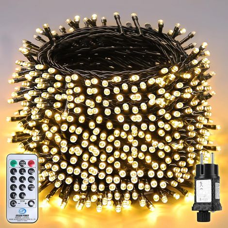 SALCAR LED Lichterkette Weihnachtsbaum, 31V Christbaumbeleuchtung Außen mit Fernbedienung, Wasserdicht Lichterkette mit 8 Modi und Memory für Innen Garten Balkon Tannenbaum, 100m (1/5)