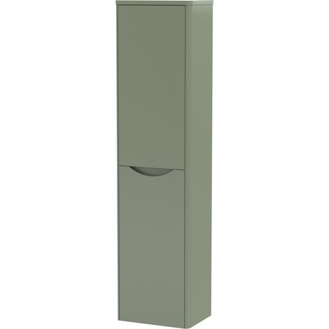 Balterley Dunwood Modern Bathroom 1 Soft Close Door Wall Hung Tall Cabinet, Satin Green, 356mm