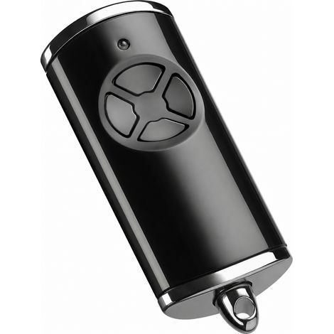 Télécommande porte de garage manuelle HSE 4 BS – 868 MHz – Anthracite brillant, capuchons chromés – Dimensions 28x70x14 mm, porte-clés (1/2)