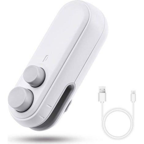 Scelleuse Plastique - 2 En 1 Avec Cutter Intégré - Rechargeable USB - Batterie 400 mAh - Pour Sachets Aliments - 1 Pièce (1/5)