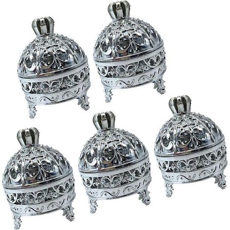 Boîte à bonbons en plastique, forme ronde, design couronne, compatible avec le rangement, lot de 5 boîtes argentées (1/5)