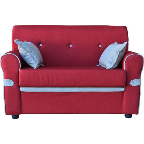 Divano 2 posti 124 cm con cuscini in tessuto Bordeaux ERMES (1/5)