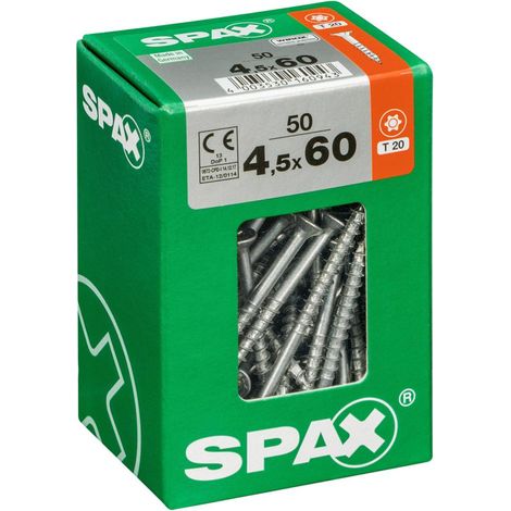 Set 50 viti SPAX Torx in acciaio a testa svasata, Diam.4,5 mm x L.60 mm SPAX
