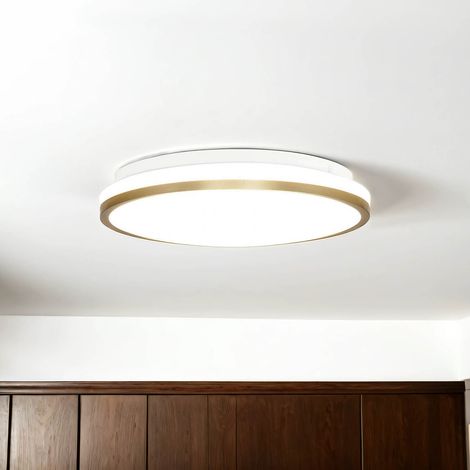 LED Deckenlampe Metall neutralweiß 4000 K 730 lm D: 28 cm rund in Weiß Gold