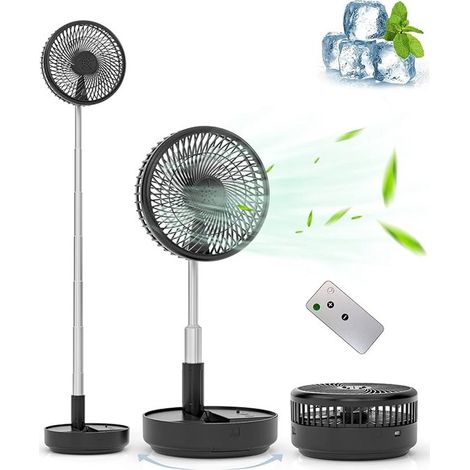 Ventilatore da tavolo/pavimento - Ventilatore oscillante portatile - Design pieghevole - Telecomando - Quattro velocità del vento - Batteria ricaricabile - Alimentazione USB - Nero (1/5)