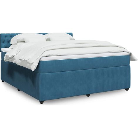 Boxspringbett mit Matratze Blau 180x200 cm Samt vidaXL