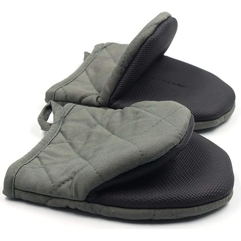 par de guantes cortos de silicona para horno, resistentes al calor hasta 500 grados, con superficies antideslizantes y presillas para colgar, para cocinar, asar a la parrilla, hacer barbacoas y usar e (1/4)