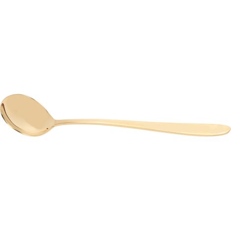 Cuillère de service en laiton poli miroir, bords brillants, style élégant, compacte et portable, idéale pour soupe, dîner et cafés (1/5)