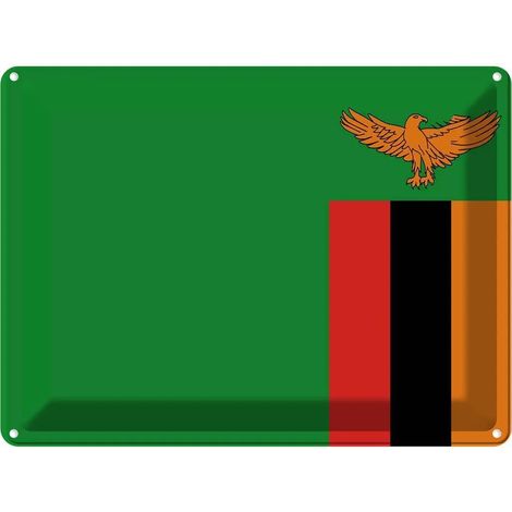 Plaque métallique 30x40 cm, blason du drapeau de la Zambie (1/5)