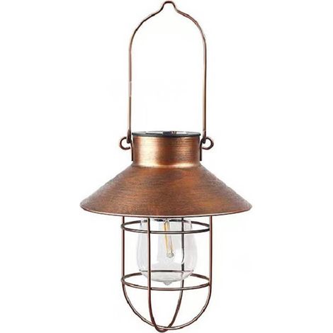 Suspensions solaires blanc chaud au style vintage, lanternes solaires d'extérieur en fer forgé étanches.-AquaForge