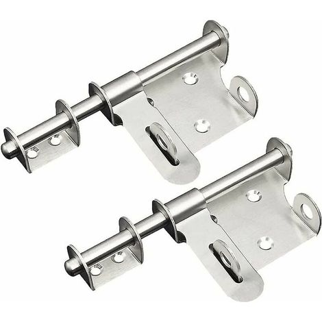 Lot de 2 verrous de sécurité en acier inoxydable pour portes coulissantes et portails, avec trou pour cadenas. (1/4)