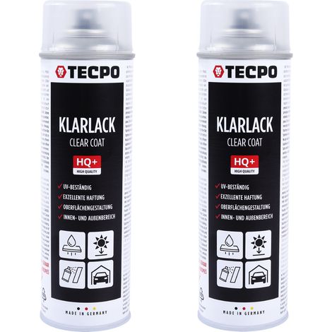 TECPO Acryllack Klarlack, 2x 500ml Sprühlack Spraydose Transparent zur dauerhaften Versieglung Schützen Fixieren für Hochglanz Deckschicht geeignet für Holz, Metall, Aluminium, Glas, Kunststoffe (1/5)