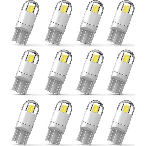 12pcs 194 LED Ampoule de voiture 3030 Chipset 2SMD T10 194 168 W5W Ampoule LED Wedge 1.5W 12V Plaque d'immatriculation Courtoisie Étape Carte Lumières Tronc Lampe Feux de dégagement,Blanc (1/5)