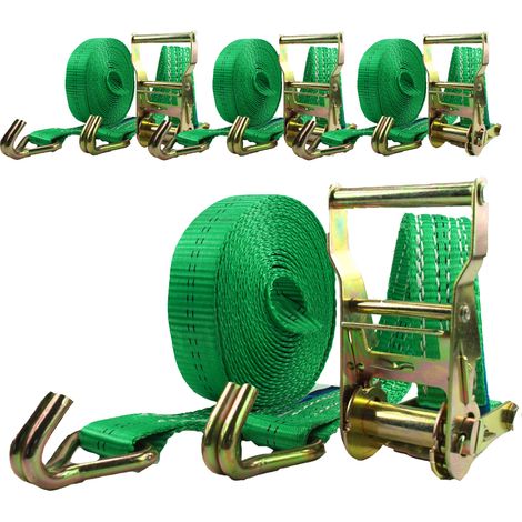 4x Profi Ratschen Spanngurt Spanngurte Zurrgurt 2-tlg 6m 2t 2to 2000 kg TÜV/GS GRÜN (1/4)