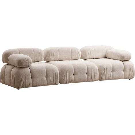 Cotecosy – Canapé droit 3 places en tissu Bubble – Dimensions L 288 x P 95 x H 75 cm – Bois de hêtre et polyester – Dossiers et accoudoirs modulables (1/10)