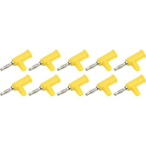Lot de 10 fiches bananes sans soudure en laiton ABS, à vis ouverte, pour onduleurs, 4 mm, jaune (1/5)