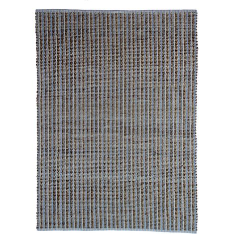 Tappeto naturale Chess in juta e cotone blu (1/4)