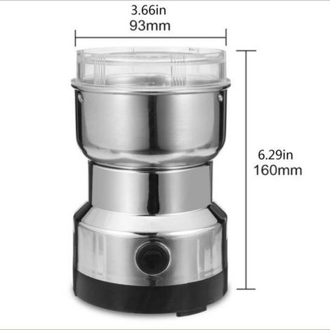 Moulin à café et mixeur électrique broyeur pour grains de café, graine de lin et autres épices - inox (1/4)