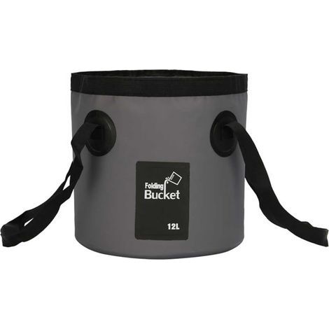 Seau Pliable Multifonction pour Voyage, randonnée, pêche, Bateau, 12 l, Gris (1/5)
