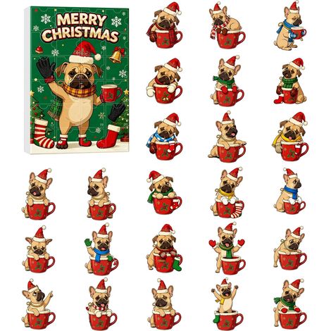 Calendrier De Lavent 2025 - 24 Ornements En Acrylique Forme De Chien - Décoration Arbre De Noël - Compte À Rebours 24 Jours - Lot De 1 (1/5)