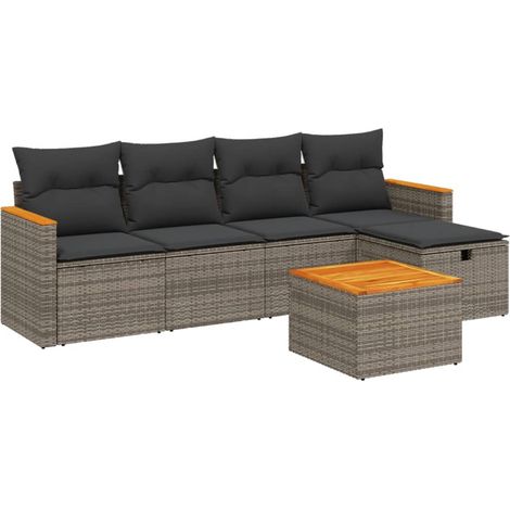 Maison Exclusive - Set de muebles de jardín 6 pzas y cojines ratá (1/4)