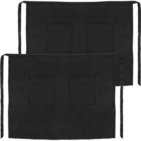 Tablier de serveur 56 x 47 cm noir taille moyen avec 2 poches 2-pack (1/5)