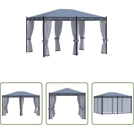 vidaXL Moustiquaire - Tonnelle avec moustiquaire 3x4 m Anthracite Acier (1/5)