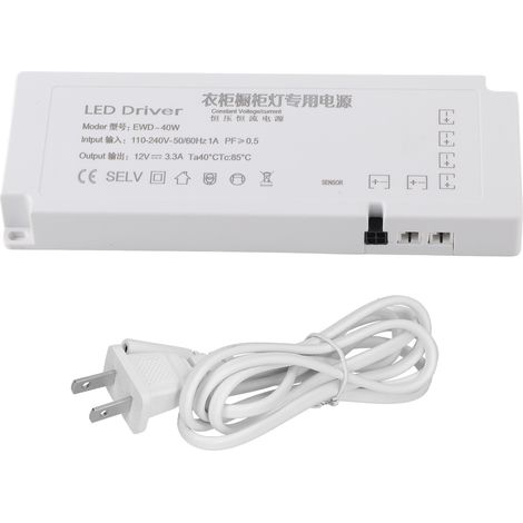 Alimentation LED 40W 12V 3.3A 6 sorties pour armoire placard prise US 100-240V