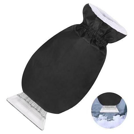 Ice Scraper with Glove, Black Car Window Scraper with Glove, Car Ice Scraper with Glove, Car Windshield Scraper with Glove for Car Snow Removal in Winter (A) (1/5)
